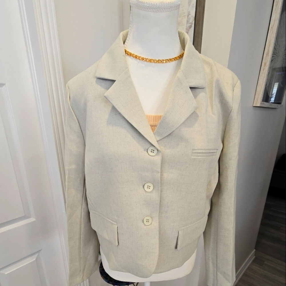 Ladies cotton-linen blazer jacket